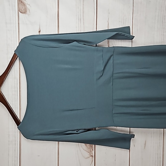 Ann Taylor Dusty Blue Cowl Neck Dress - Size 6 - Picture 4 of 12